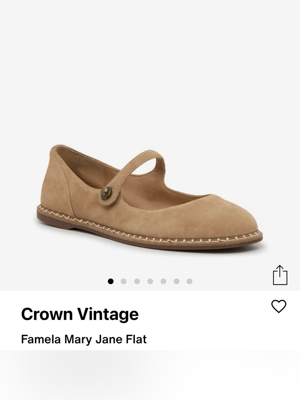 Crown Vintage Suede Mary Jane Flat - Taupe